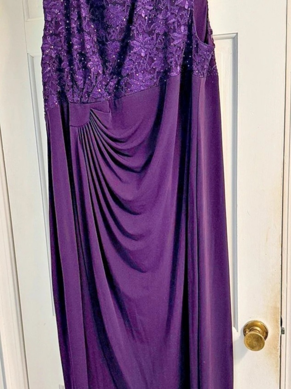 connected apparel Purple Lace Bodice Maxi Dress Size 24W Like New